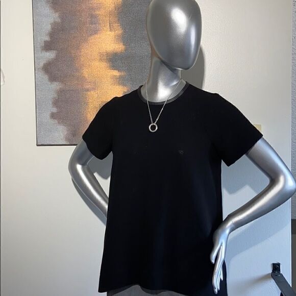 Madewell  Blouse Leather Collar in Black Size XS - Picture 4 of 10